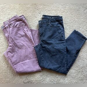 Lot of 2 New Directions Women's Skinny Denim Jeans - 12R - VGUC - Pink & Gray